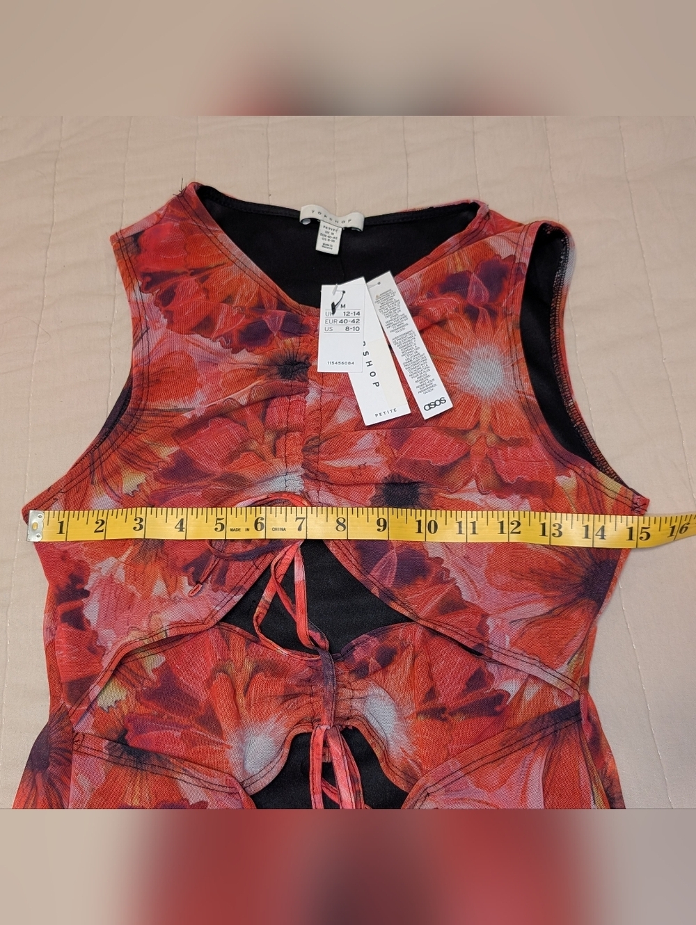 NWT Topshop Red Floral Maxi Dress with Cut Outs, US Petite 8-10 - Picture 9 of 10